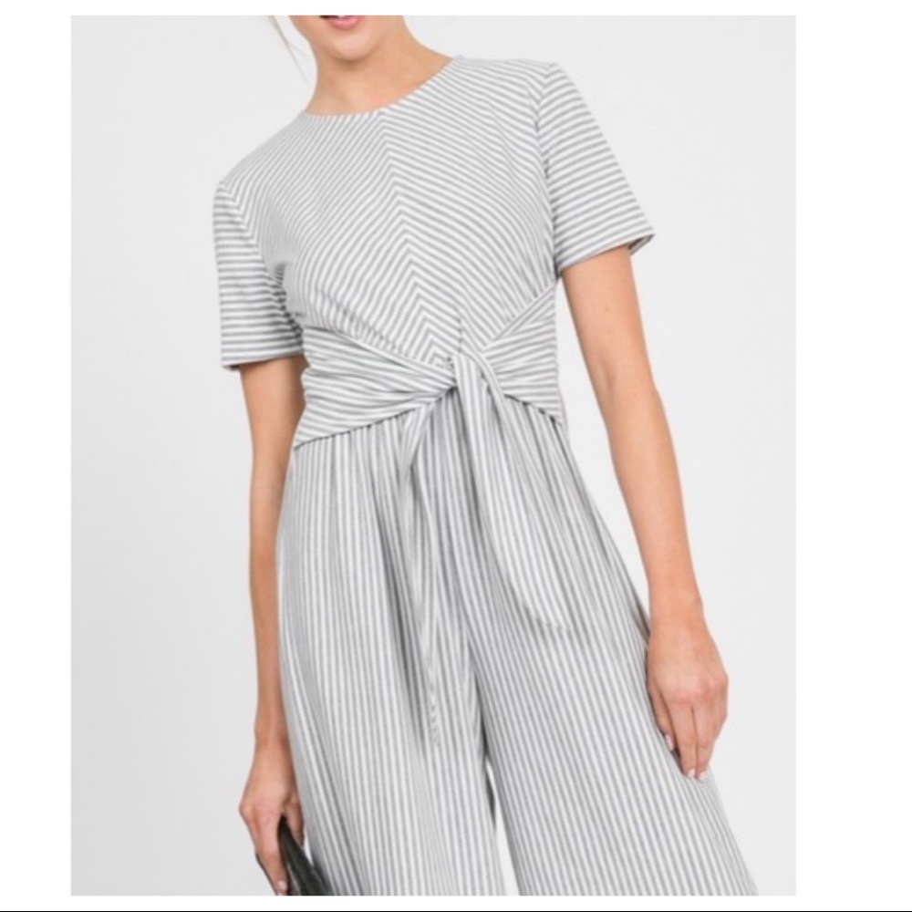 ✨LAST✨Ankle length striped front belted jumpsuit - Picture 5 of 7